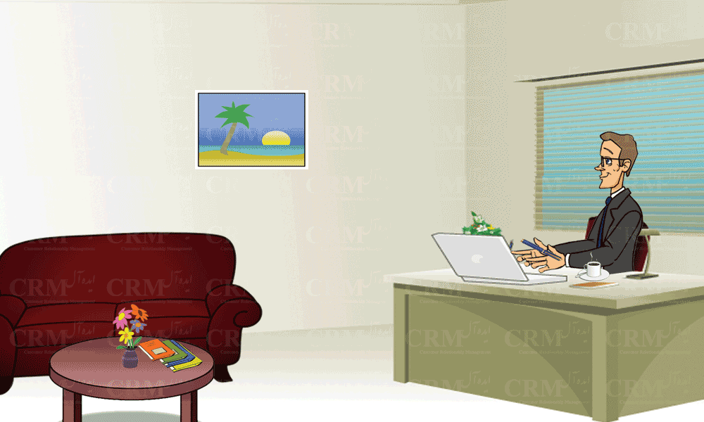 صحنه دهم - داستان مصور جهت معرفی نرم افزار ارتباط با مشتری ایده آل - CRMIdeal- CRM ایده آل - آینده نگری ها و برنامه ریزی های مدیر یک مجموعه