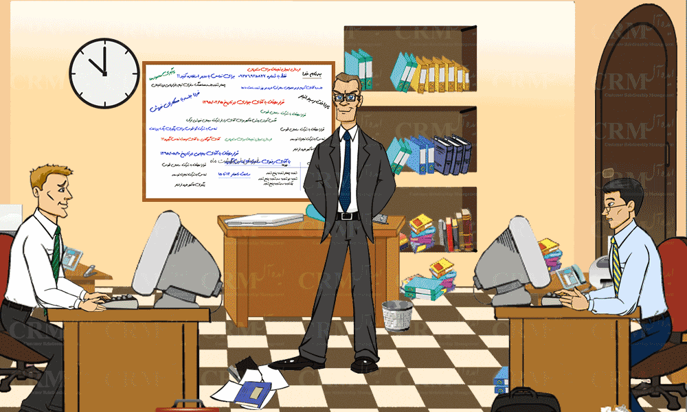 صحنه یازدهم - داستان مصور جهت معرفی نرم افزار ارتباط با مشتری ایده آل - CRMIdeal- CRM ایده آل - دغدغه های چگونگی انجام درست و به موقع برنامه ریزی ها