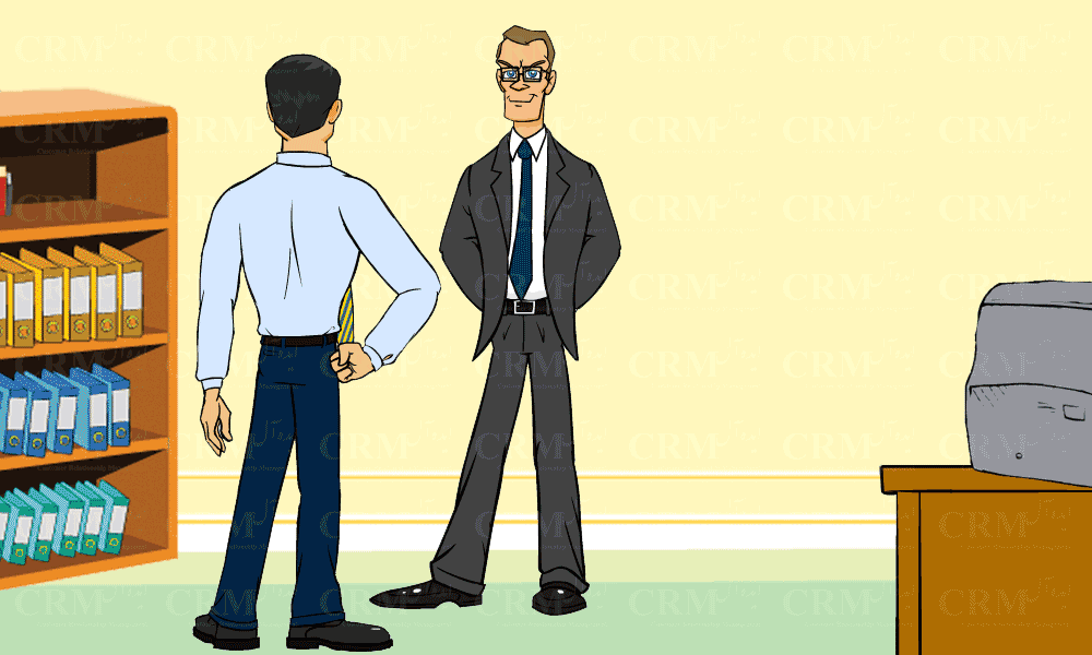 صحنه دوازدهم - داستان مصور جهت معرفی نرم افزار ارتباط با مشتری ایده آل - CRMIdeal- CRM ایده آل - بررسی یافتن راه حل های علمی، سیستمی، نرم افزاری